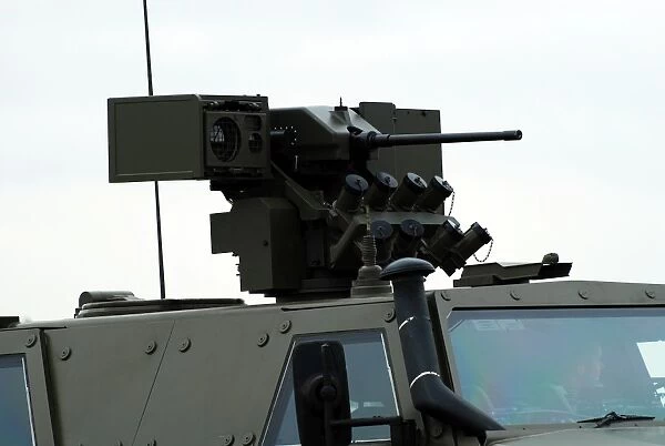 The gun mounted on top of the Dingo II armoured vehicle, used by the Belgian Army