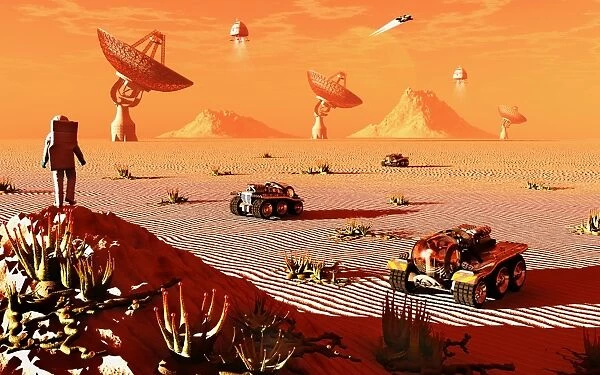 A human tracking station on a distant alien planet in the distant future