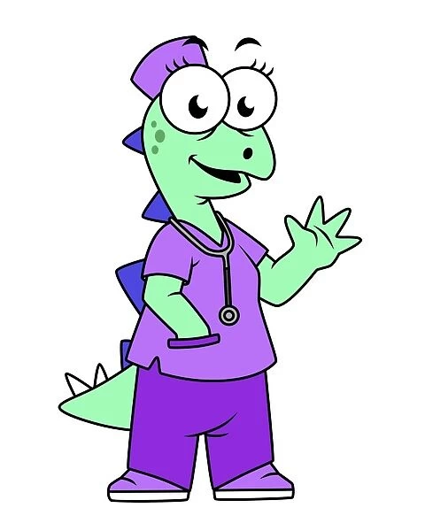 Illustration of a Stegosaurus nurse