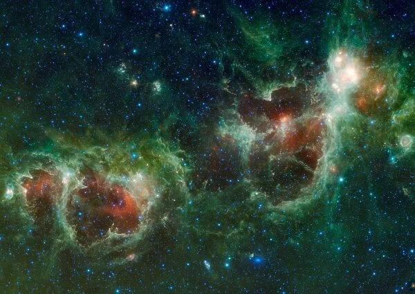 Infrared mosaic of the Heart and Soul nebulae in the constellation Cassiopeia
