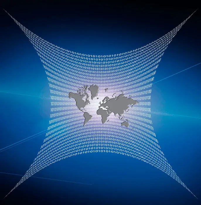 Framed Print : Internet represented by web of binary code Framed Print : Internet represented by web of binary code