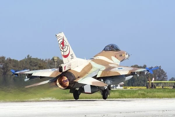 Israeli Air Force F-16C Block 30 Barak taking off from Andravida, Greece