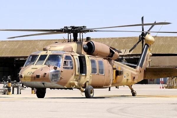 Israeli Air Force UH-60 Yanshuf on the ramp at Hatzerim Air Force Base, Israel