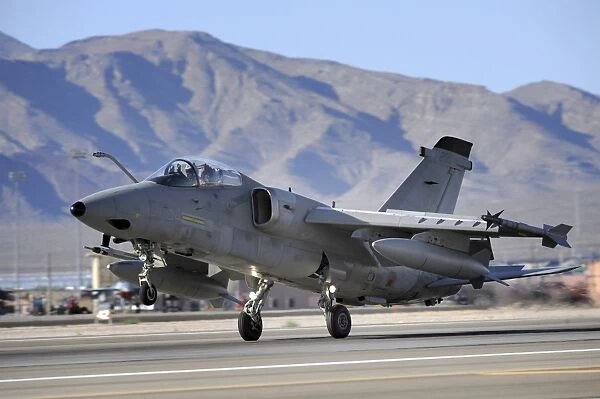 An Italian Air Force AMX fighter landing at Nellis Air Force Base in Nevada