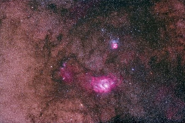 The Lagoon Nebula and Trifid Nebula in the constellation Sagittarius