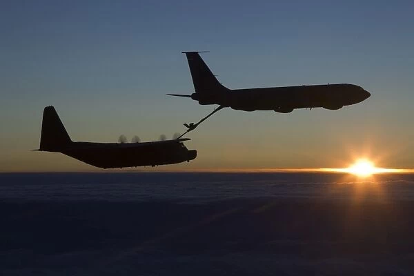 A MC-130H Combat Talon II being refueled by a KC-135R Stratotanker