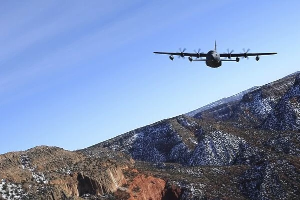 A MC-130J Combat Shadow II aircraft flies over New Mexico
