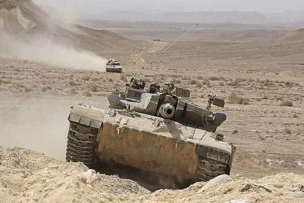 A Merkava III main battle tank in the Negev Desert, Israel