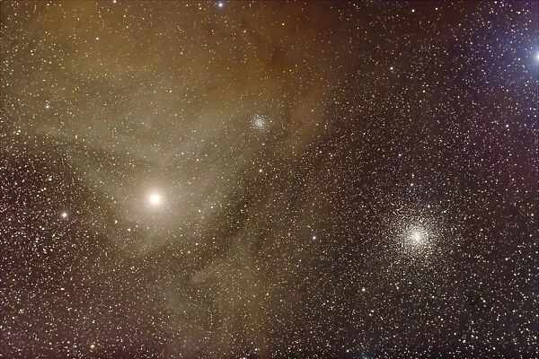 Messier 4 and NGC 6144 globular clusters with Antares, a red supergiant star