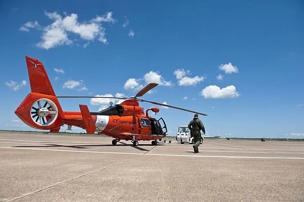 An MH-65C Dolphin helicopter of the U. S. Coast Guard
