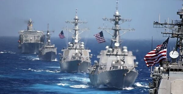 Military ships in formation at sea during Exercise Valiant Shield 2006