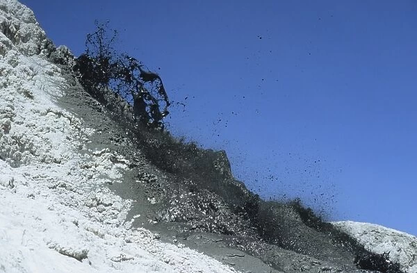 Natrocarbonatite lava flow from flank of hornito at Ol Doinyo Lengai volcano, Tanzania