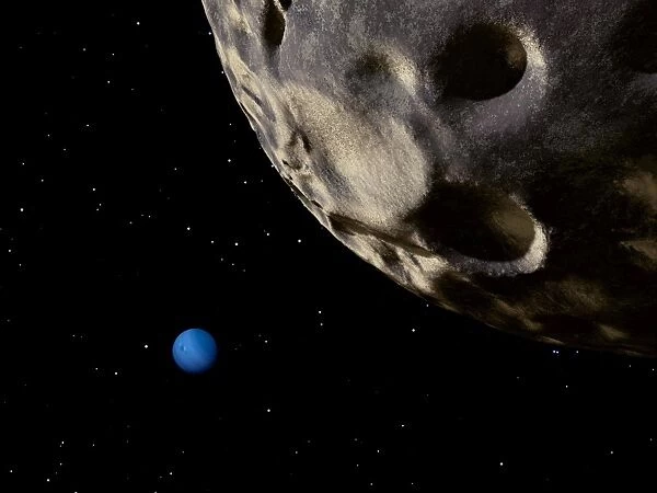 Neptune seen from its tiny, distant moon, Nereid