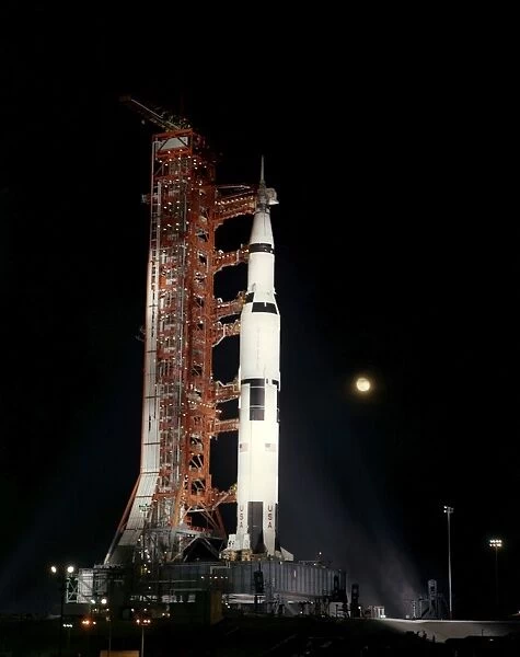 Nighttime view of the Apollo 12 space vehicle