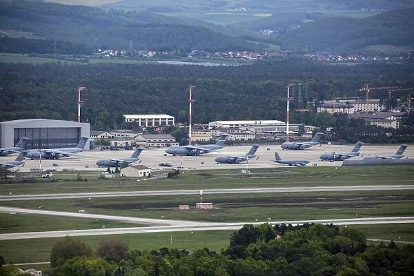 Overview of the Air Mobility Command ramp at Ramstein Air Base, Germany