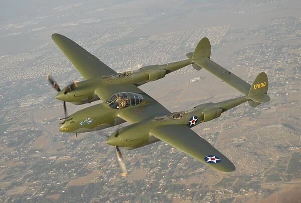 P-38 Lightning over San Bernadino, California