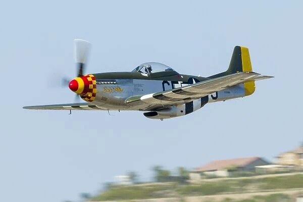 A P-51 Mustang flies by at San Diego, California