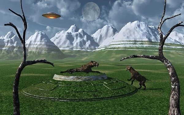 A pair of Sabre-Tooth Tigers encountering UFO s