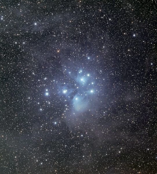 The Pleiades surrounded by dust and nebulosity