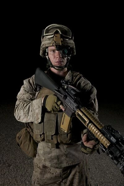 Portrait of a U. S. Marine wearing night vision device