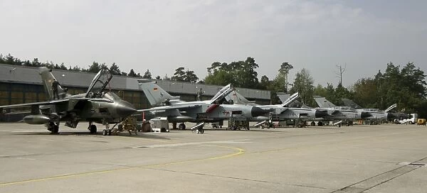 A row of German Air Force Panavia Tornado aircraft