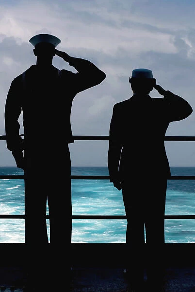 Seamen salute the resting place of USS Lexington