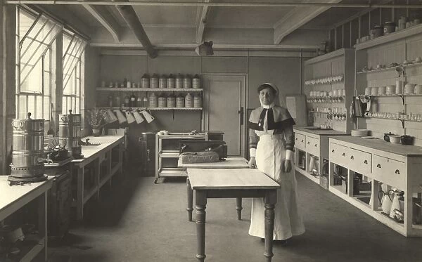 Sister Chapman in the kitchen at King George Military Hospital, London, 1915