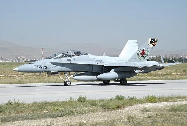 A Spanish Air Force EF-18M taxiing at Konya Air Base, Turkey
