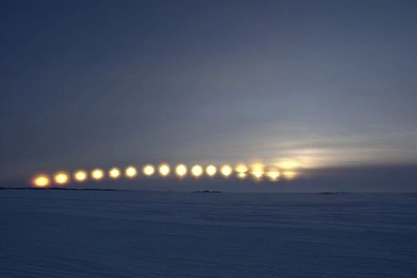 Sun movement from Dettah Ice Road, Yellowknife, Northwest Territories, Canada