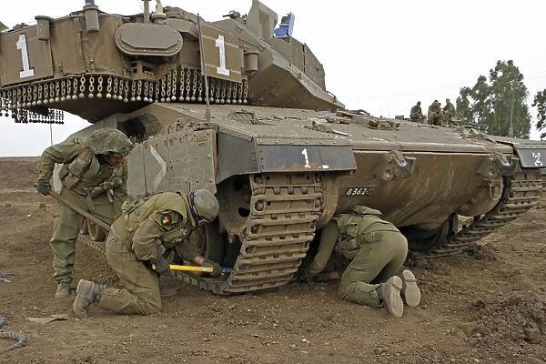 Track replacement on a Israel Defense Force Merkava Mark IV main battle tank