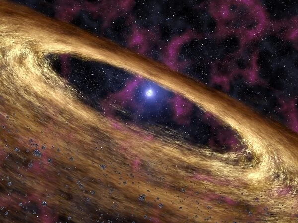 A type of dead star called a pulsar and the surrounding disk of rubble