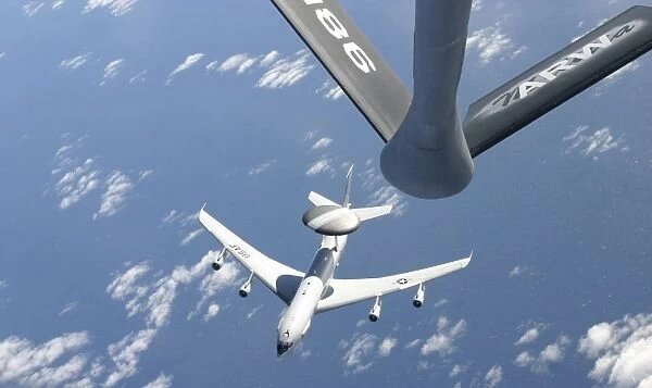 A U. S. Air Force E-3 Sentry airborne warning and control system aircraft