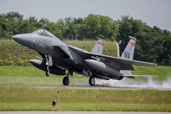 U. S. Air Force F-15C Eagle interceptor landing in Neuberg, Germany