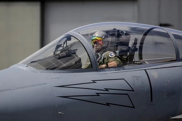 U. S. Air Force F-15C Eagle pilot in the cockpit