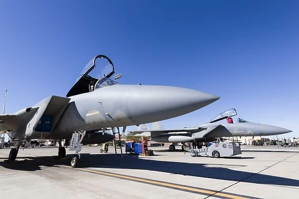 U. S. Air Force F-15C Eagles on the ramp at Nellis Air Force Base, Nevada