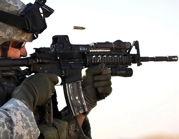 U. S. Army soldier zeros his weapon at a range