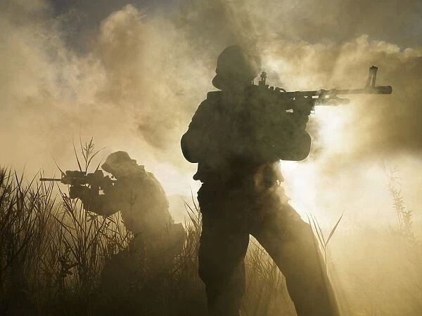 U. S. Navy SEALs during a combat scene