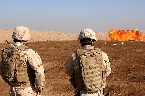 U. S. soldiers detonate a test explosion in Ad Diwaniyah, Iraq
