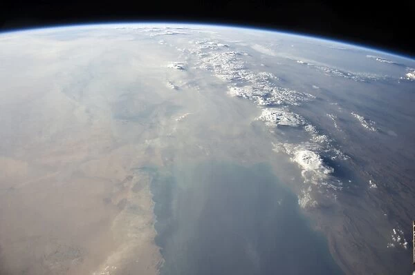 View from space showing the tropical blue waters of the Persian Gulf