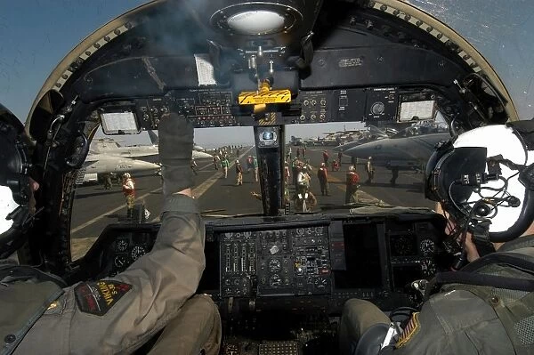A view from the Tactical Coordinators position aboard a U. S. Navy S-3B Viking aircraft
