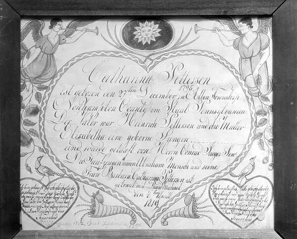 Birth, Baptismal, and Marriage Certificate, 1819. Creator: Unknown