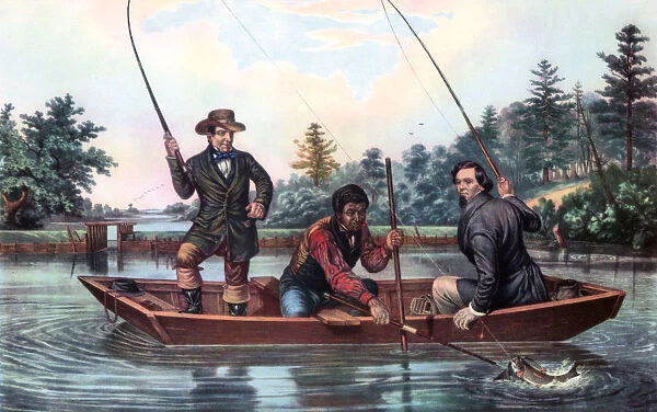 Catching a Trout, 1854. Artist: Currier and Ives
