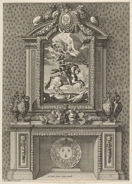 Chimney with a Painting of Louis XIV over the Mantle, from Grandes Cheminee, ca