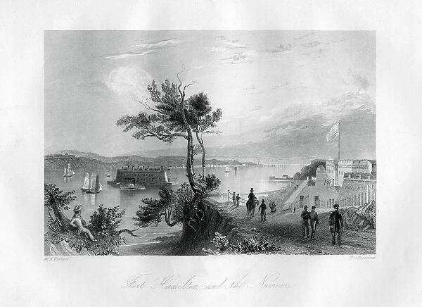 Fort Hamilton and the Narrows, New York, 1855. Artist: F O Freeman
