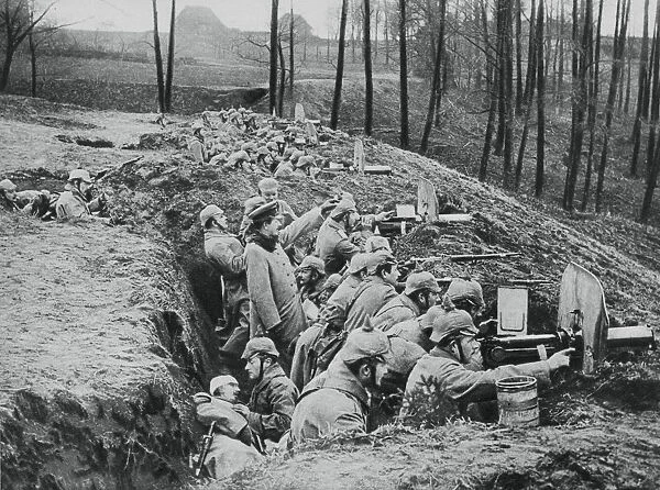 A German company of machine-guns during the battle of Darkehmen, Russia, World War I, 1915