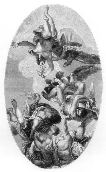 Jupiter Hurling Thunderbolts at the Vices, 1554-1556 (1870). Artist: L Chapon