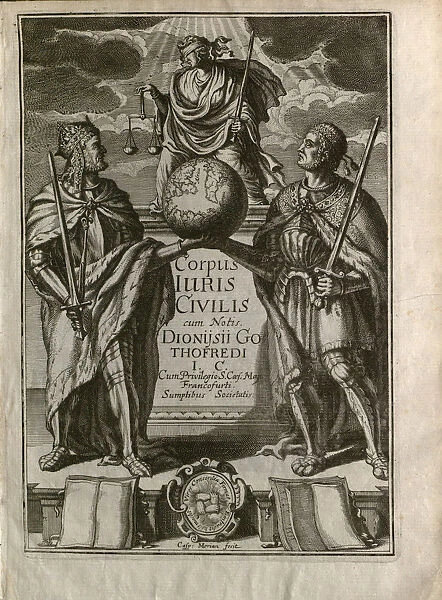 Justinianus Corpus Iuris Civilis (Body of Civil Law). Frontispiece, 1663