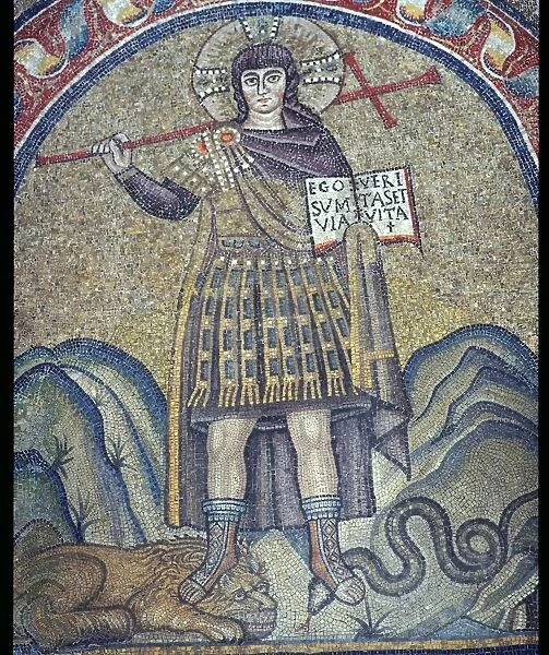 Mosaic of Christ dressed as a Roman soldier, 6th century