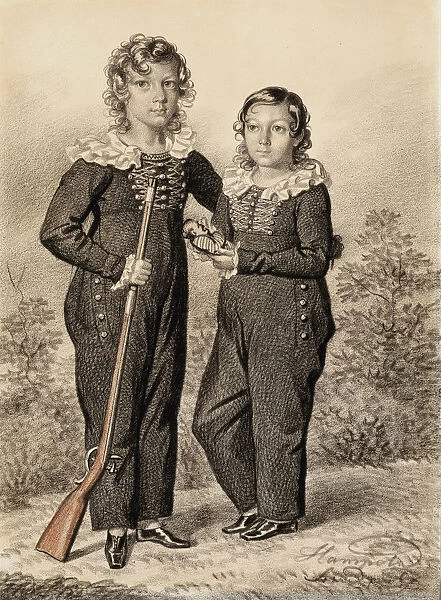 Portrait of Alexander and Alexei Dondukov-Korsakov, End of 1820s-Early 1830s. Creator: Hampeln