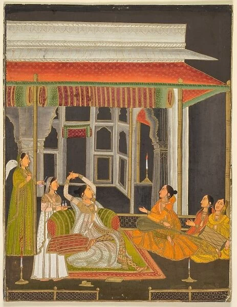 A Princess on a Terrace with Attendants at Night, c. 1760. Creator: Unknown